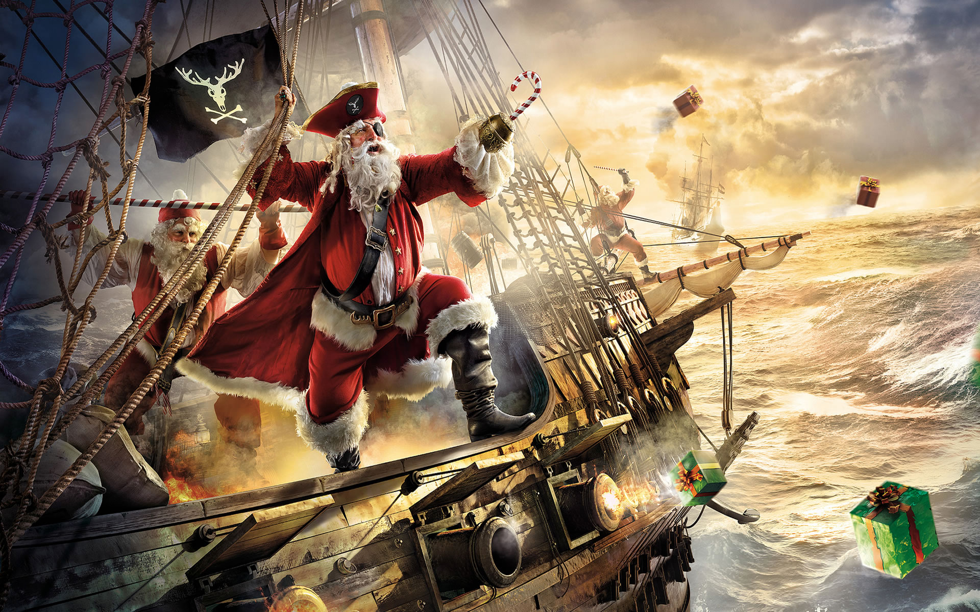 Santa Claus por mar.