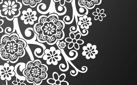 Abstracto Floral Blanco y Negro